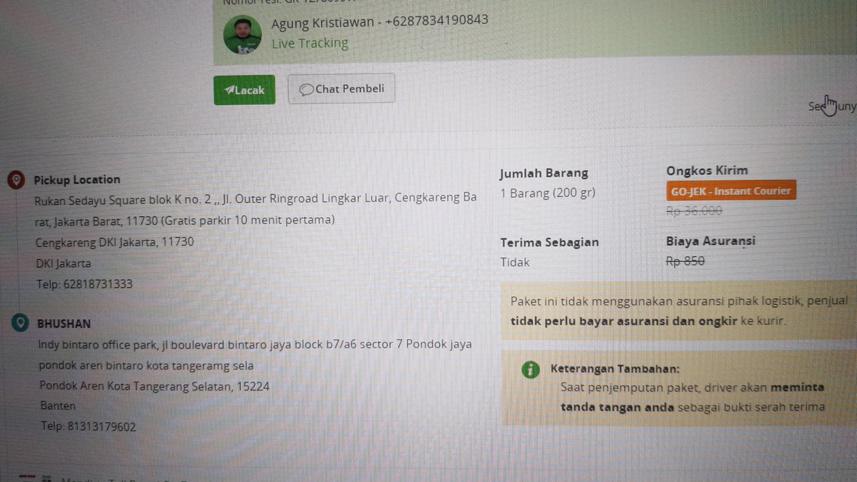 calvin_isk's tweet photo. @TokopediaCare @gojekindonesia Min, drivernya komplain katanya kok bs beda jarak gini ya ? pdhl kalo cek kode pos nya harusnya kan ditangerang, itu pin nya di jaksel, yg error yg mn nih ? .. ongkosnya pun beda.. https://t.co/7YmjixMREP