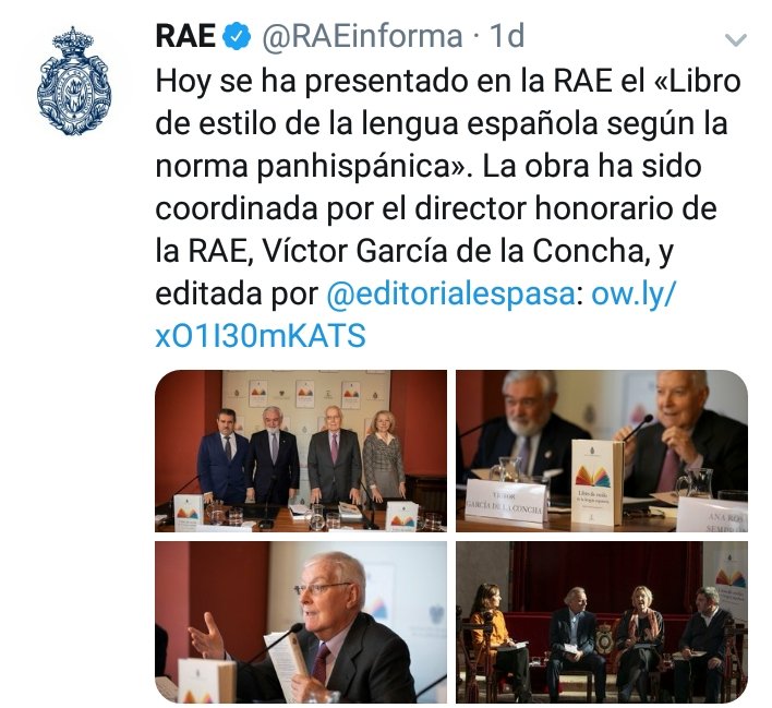 DestacadosMex's tweet photo. La #RealAcademiaEspañola @RAEinforma presentó el "Libro de estilo de la lengua española según la norma panhispánica". En el cual destacó el continuo cambio de la escritura digital y la necesidad de una orientación con pautas de redacción.
https://t.co/3IHmPWSeaC https://t.co/V5SgpgZPrX