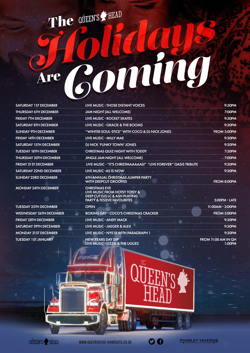 TheQueensHead1's tweet photo. #HolidaysAreComing 
#Christmas #Ramsgate #livemusic 
@ThorleyTaverns @gr8musicvenues https://t.co/f0tI6JiyxF