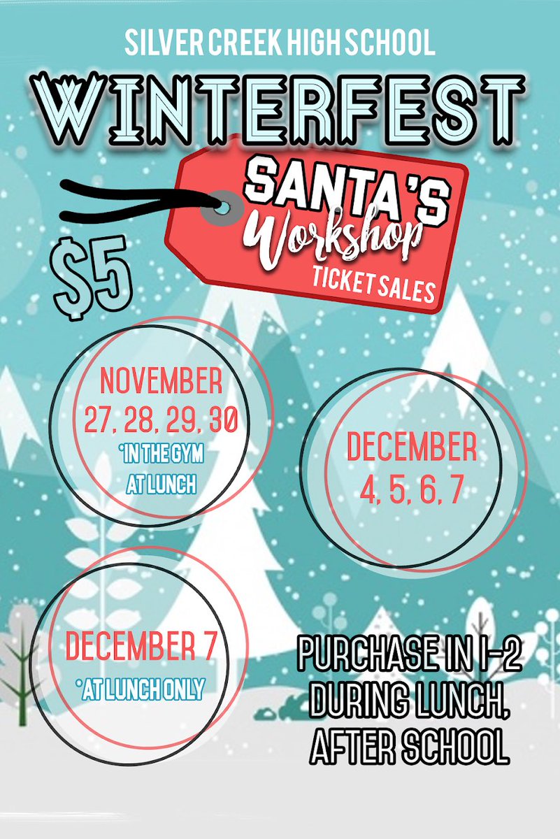 SCHSraiders's tweet photo. Raiders, Winterfest ticket prices have gone down to $5! Make sure to purchase yours during lunch or after school. https://t.co/t2jFIbd8Wn