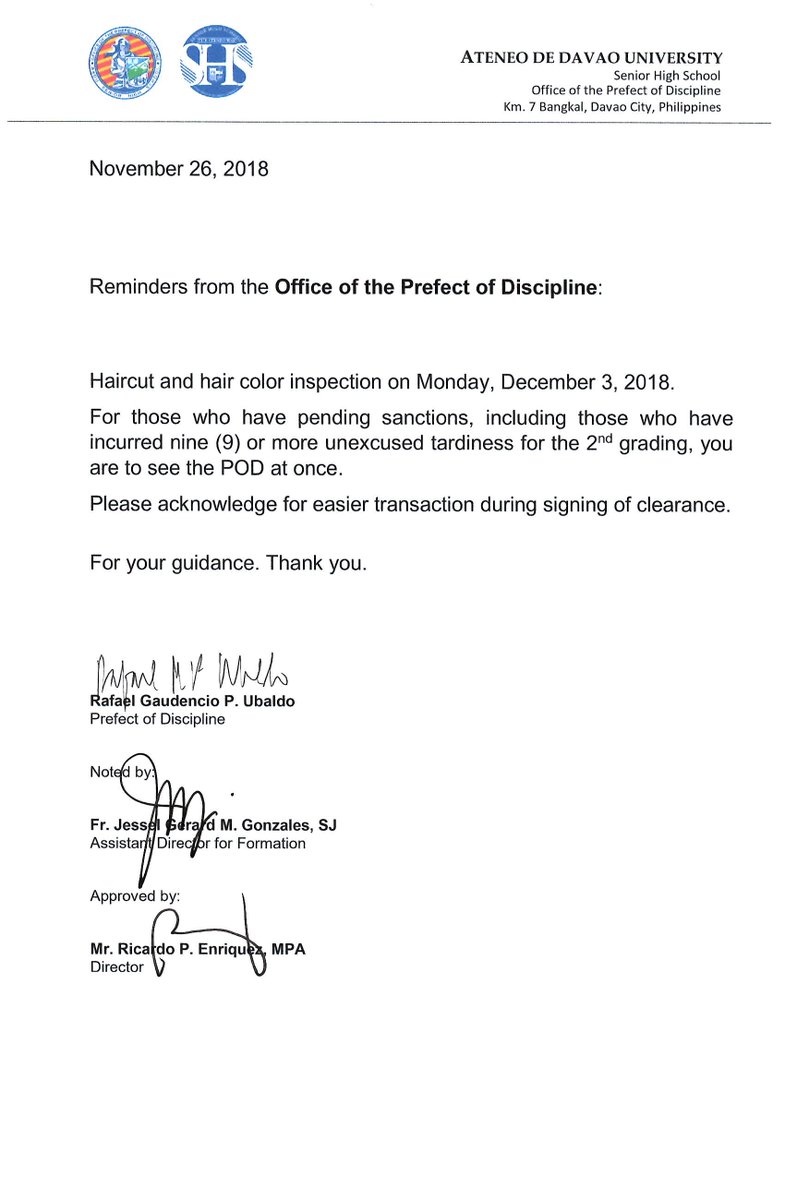 Addu Senior High On Twitter Reminder To All Learners Please Be Reminded That The Monthly Haircut And Hair Color Inspection Will Be Done This Monday December 3 You May Refer To