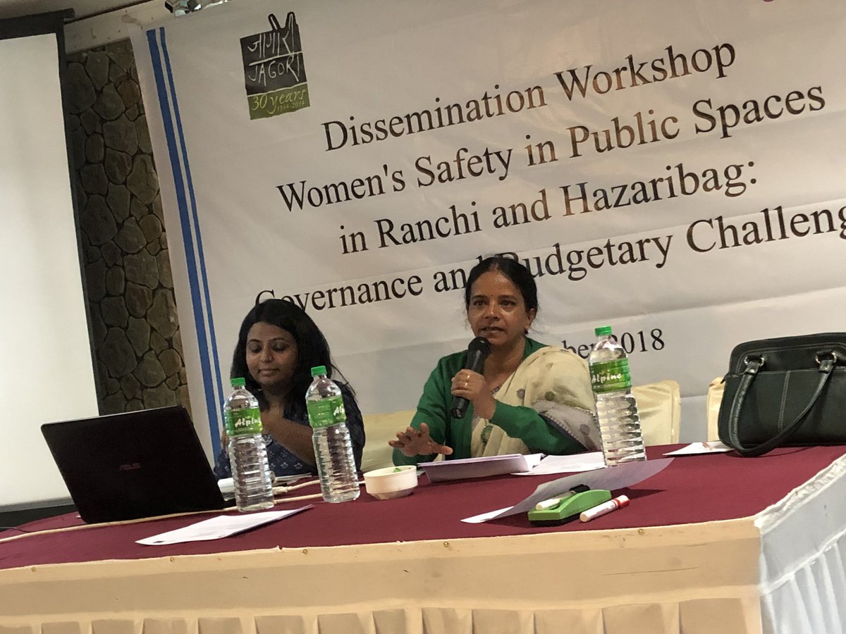 suneetadhar's tweet photo. #womens #safety: Governance n budgetary challenges study in Ranchi Hazaribagh -draft findings discussions w @CBGAIndia @JagoriSafeDelhi https://t.co/EzkxO60hEW