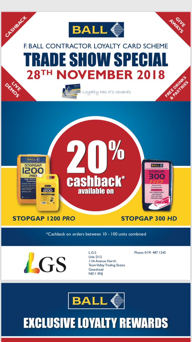 <a href="/FBallUK/">F. Ball and Co. Ltd.</a> are at <a href="/LGSflooring/">LGS</a> Gateshead today for our Trade Show Special with <a href="/JanserUk/">Paul Sycamore</a> tools. Come down and see what’s on show and save 💷💷💷’s. 👍🏽😃 @AlvinMorrisUk