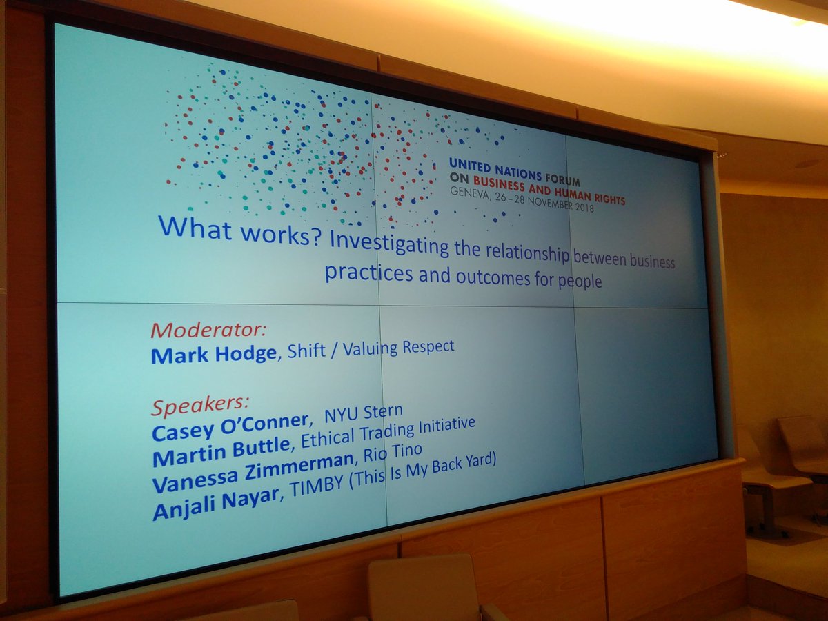Phil_Bleck's tweet photo. It feels like this question is still asked too little - how do we set up human rights due diligence not focussed on process, but on outcome? Thx to @shiftproject @NessZim #UNForumBHR #BizHumanRights https://t.co/A6rkinGwNL