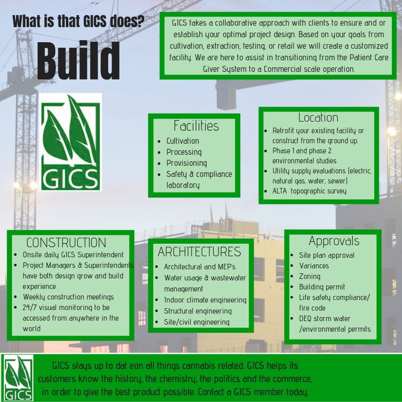 cannabisbuild's tweet photo. Want to know what GICS does? We manage every part of the building process. We have the knowledge on what to prepare you for and how to get thru obstacles.
-
-
-
#GICS #cannabis #build #invest #marijuana #420 #planning #prepare #mmj #business #cannabisbuild https://t.co/Y2B9xcUnKX