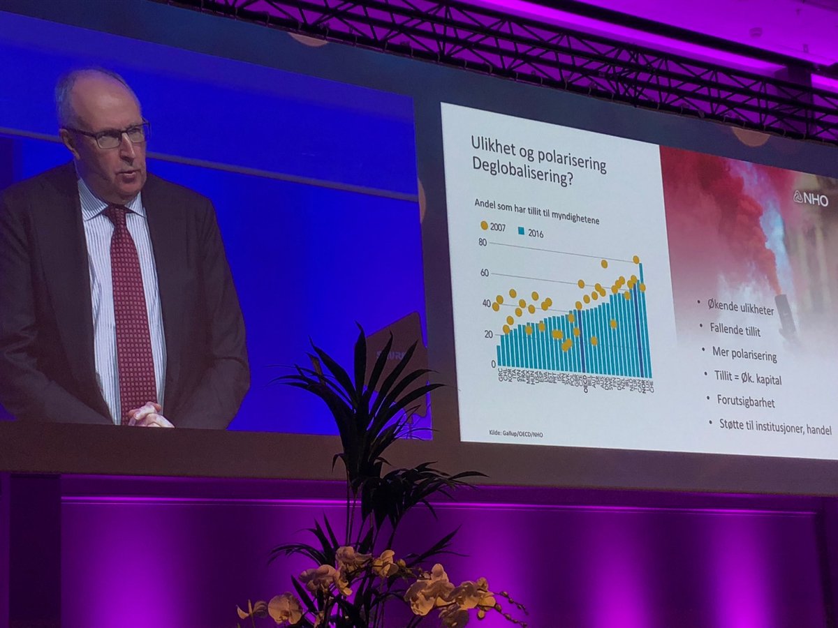 Tillit er viktig sosial og økonomisk kapital. Lavere tillit og polarisering er ikke bra for Næringslivet. ⁦<a href="/NHO_no/">NHO</a>⁩ fremsnakker likhet og inkludering  ⁦<a href="/arvid_moss/">Arvid Moss</a> på ⁩ ⁦<a href="/KPMG/">KPMG</a>⁩ sin #topplederkonferanse