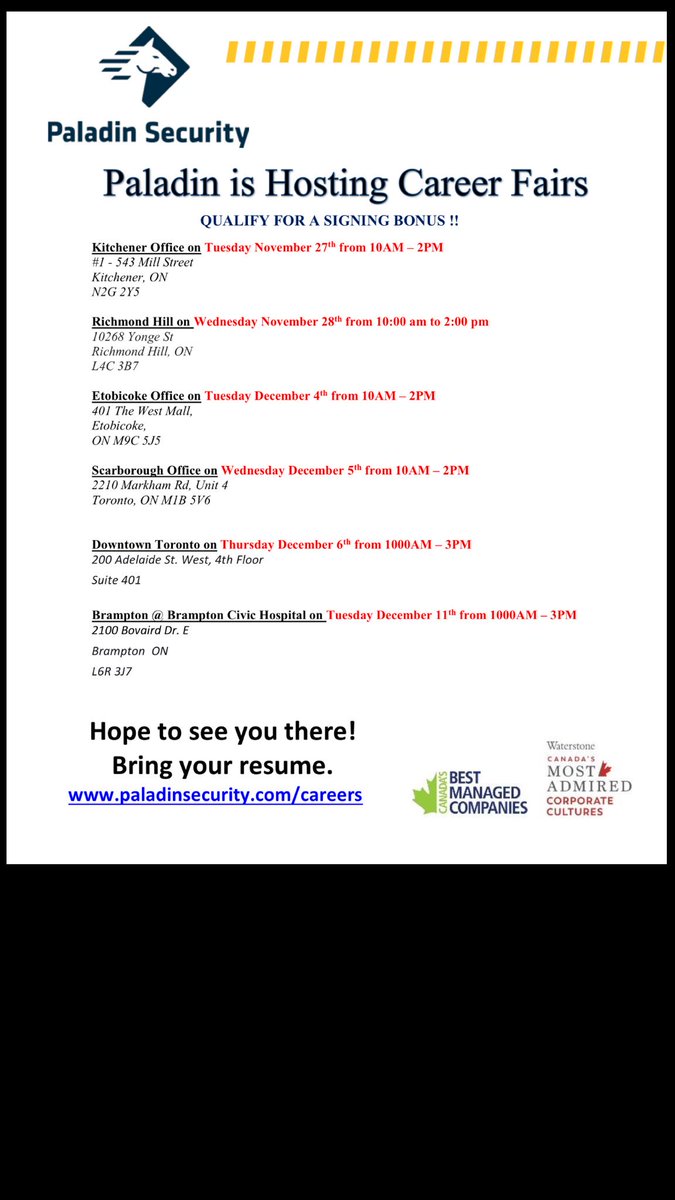 PaladinHRTO's tweet photo. Lets talk about your career goals today!Richmond Hill on Wed, Nov 28th from 10:00 am to 2:00 pm, 10268 Yonge St,Richmond Hill, ON https://t.co/RS3tCLx4Cz