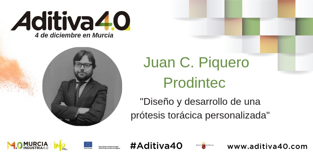 En #Aditiva40, Juan Carlos Piquero, jefe de Proyectos en <a href="/Prodintec/">Fundación PRODINTEC</a>, impartirá la conferencia: "Diseño y desarrollo, mediante tecnología de Fabricación Aditiva, de una prótesis torácica personalizada para su implantación en caso clínico"  aditiva40.es/programa-aditi…