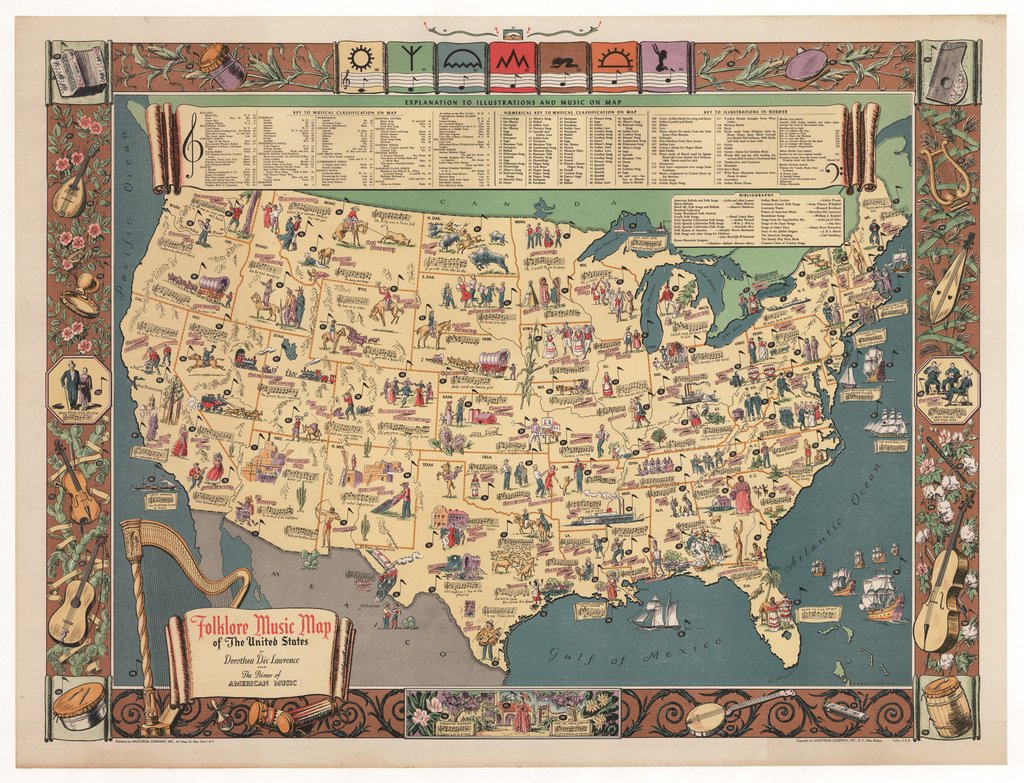stbridefdn's tweet photo. This is a Folklore Music Map of the United States by Dorothea Dix Lawrence from 1946. #StBrideMaps

https://t.co/RMGsH6Xh1j https://t.co/qIQoVVAuHN