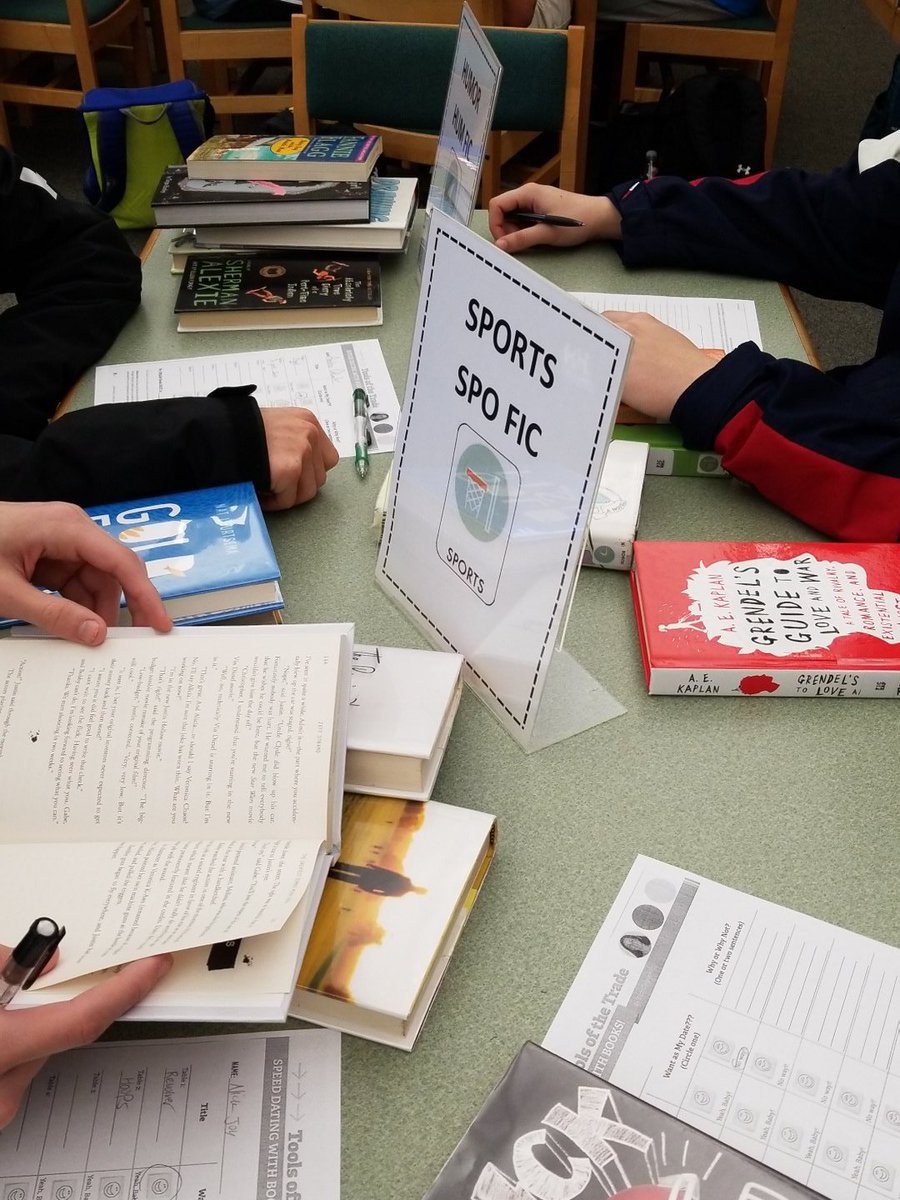 MrsBiddle's tweet image. Always appreciate @mediacenterTHS for setting up for Speed Dating with Books! #fcpsela