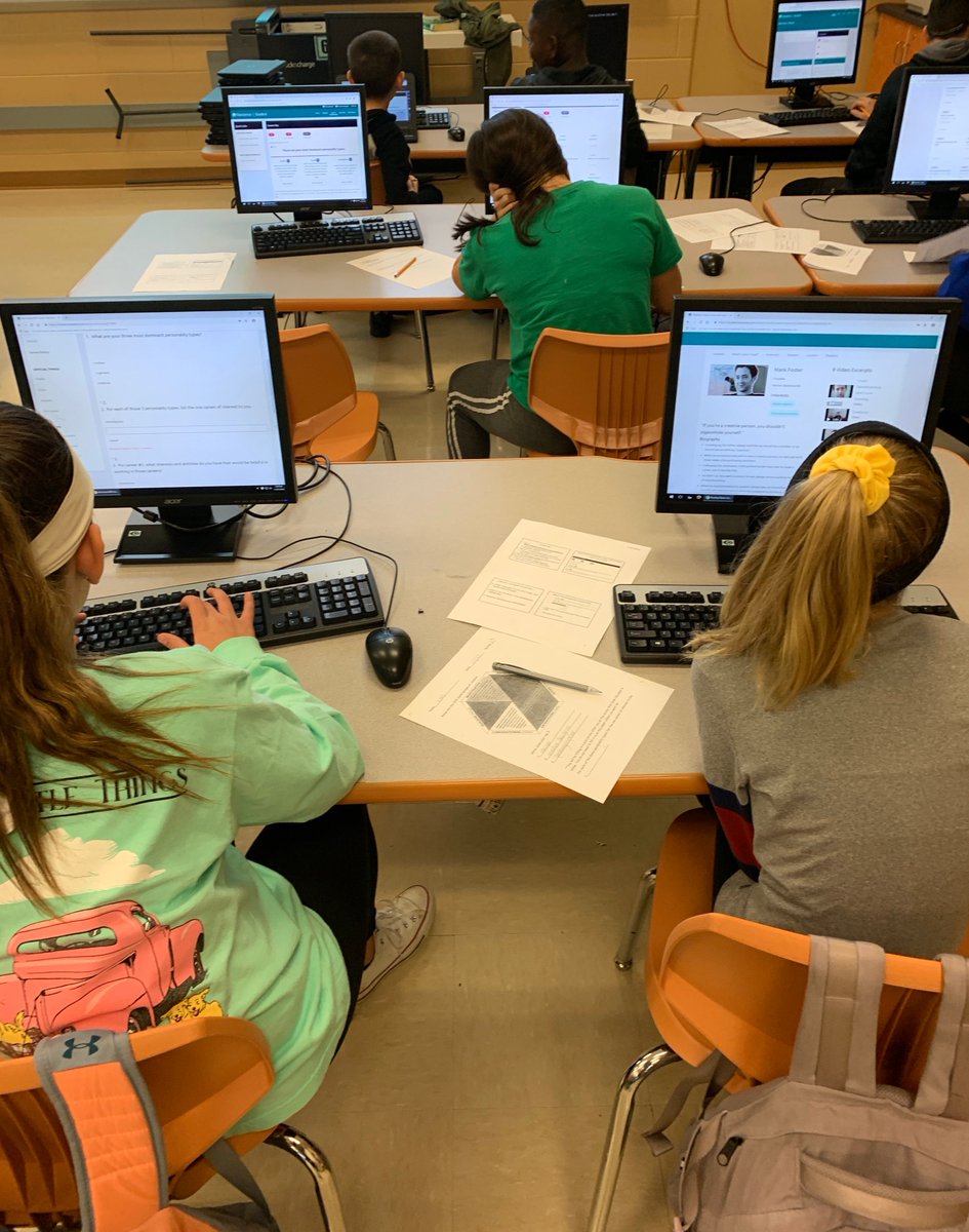 6th grade students went on the Naviance Website to learn more about their career choices and started to explore their career path. <a href="/sayre_nicole/">Nicki Sayre</a> #SoartoSuccessNMS