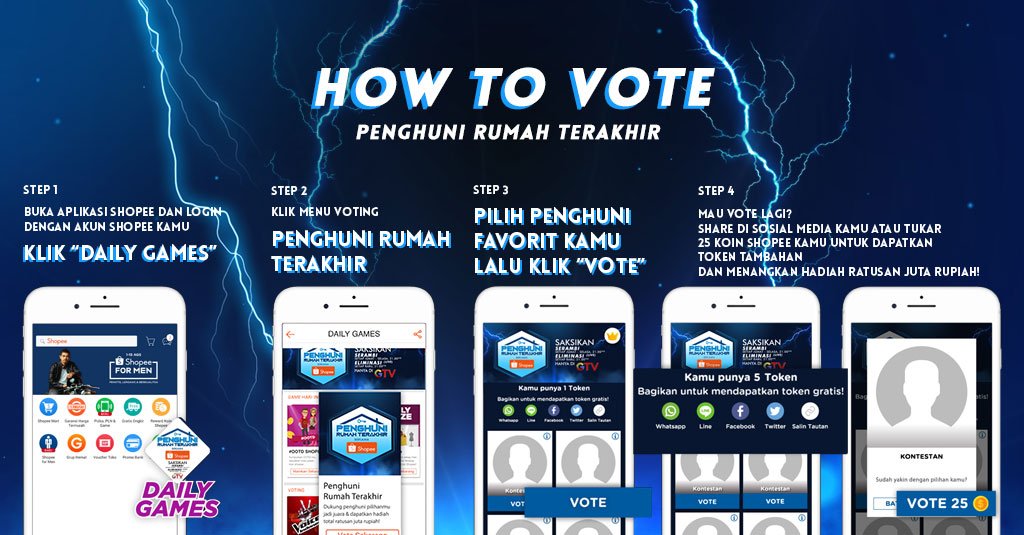 Pastikan dukung dan amankan penghuni favorit kamu agar tetap bertahan di SERAMBI, melalui sms atau aplikasi <a href="/ShopeeID/">Shopee Indonesia</a> ! Saksikan #MalamEliminasiPenghuni5 #PenghuniRumahTerakhirGTV , LIVE PKL 21.00 WIB <a href="/OfficialGTVID/">OfficialGTVID</a>