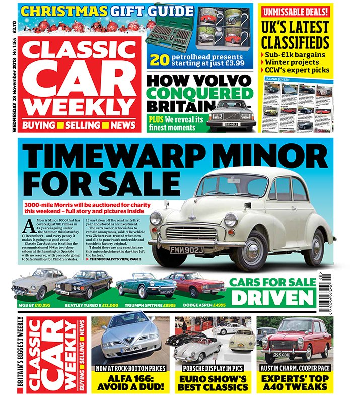 ClassicCarWkly's tweet photo. 3000-mile Morris Minor, Porsche anniversary celebration, Alfa Romeo 166 buying tips, Austin tweaks, Christmas gift ideas and much more - it's all in today's issue! https://t.co/vgjh69xic8