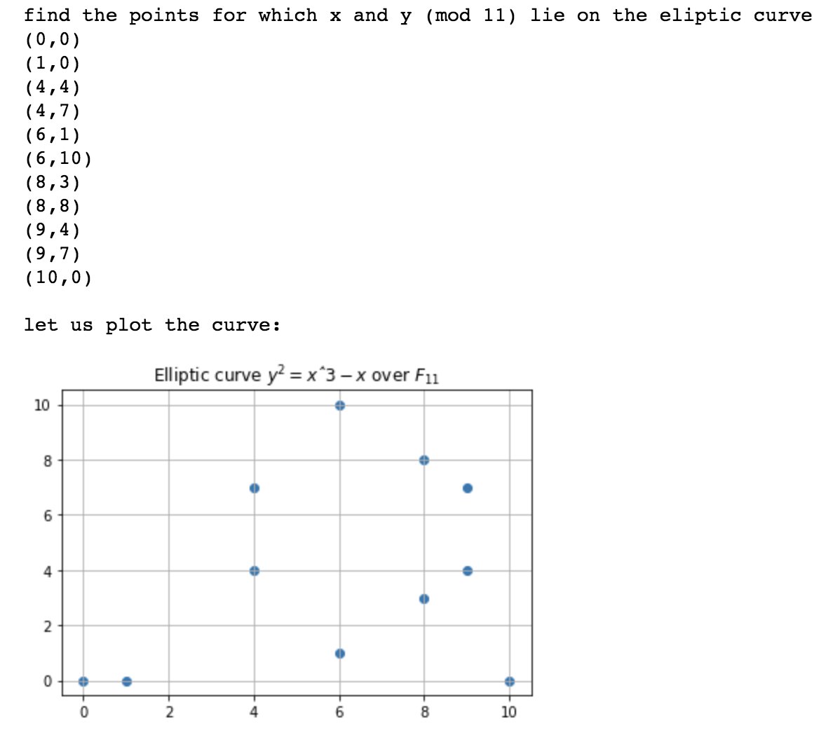 renepickhardt's tweet image. Has anyone tried to construct the group operation on an #ellipticcurve over a small field (F_{11}) on a sheet of Paper? 

I am creating some ipython notebook to explain ECC for my youtube channel. 

However my group operation on this curve does not add up. 

DM me if you can help