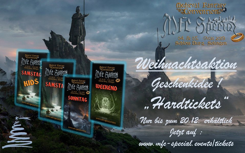 MedievalCon's tweet photo. Are you still looking for a Christmas present? We have now until 20.12. Hardtickets for the MFC Special Middle Earth in the shop :  https://t.co/koV20dc4GH https://t.co/2bdz3jd3RV
