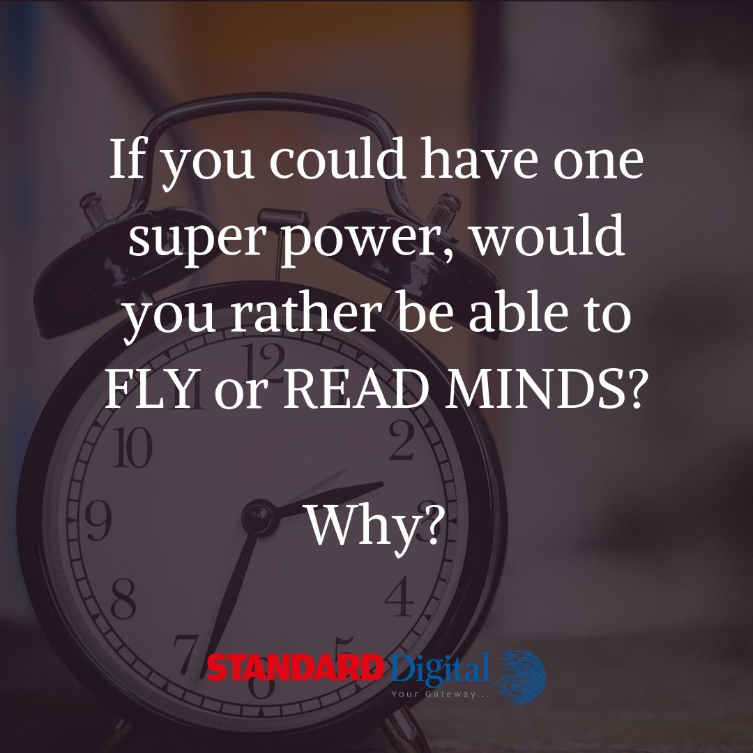 StandardKenya's tweet photo. If you could have one super power, would you rather be able to fly or read minds? Why?
#SGTrivia https://t.co/Lz9eLORsr7