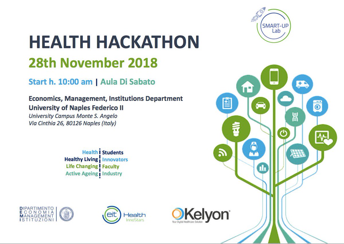 DavidePistorio's tweet photo. Pronti per l'#Health #Hackathon di @EITHealth al Dipartimento di Economia e Management #FedericoII con @kelyon. 💪
#SmartUpLab presente! ✋
#eHealth #digitalhealth #salute #sanità #mHealth https://t.co/o1MCISZXj0