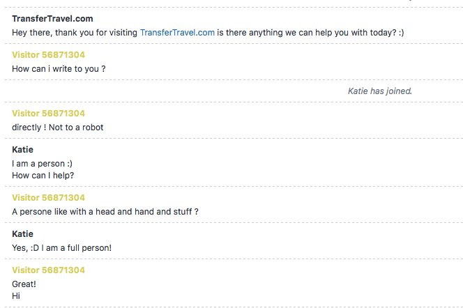 _transfertravel's tweet image. We are real people, fully here to help you ✅
-
With the live chat function on the TransferTravel.com website, we can help you in real time with any questions you might have. You can be assured that you are always talking to a real person as well.

#notrobots #realpeople