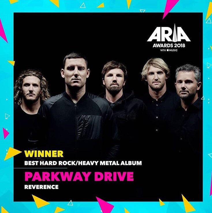 resistrecords's tweet image. Congratulations to @parkwayofficial winning the @ARIA_Official best Hard Rock / Heavy Metal album.