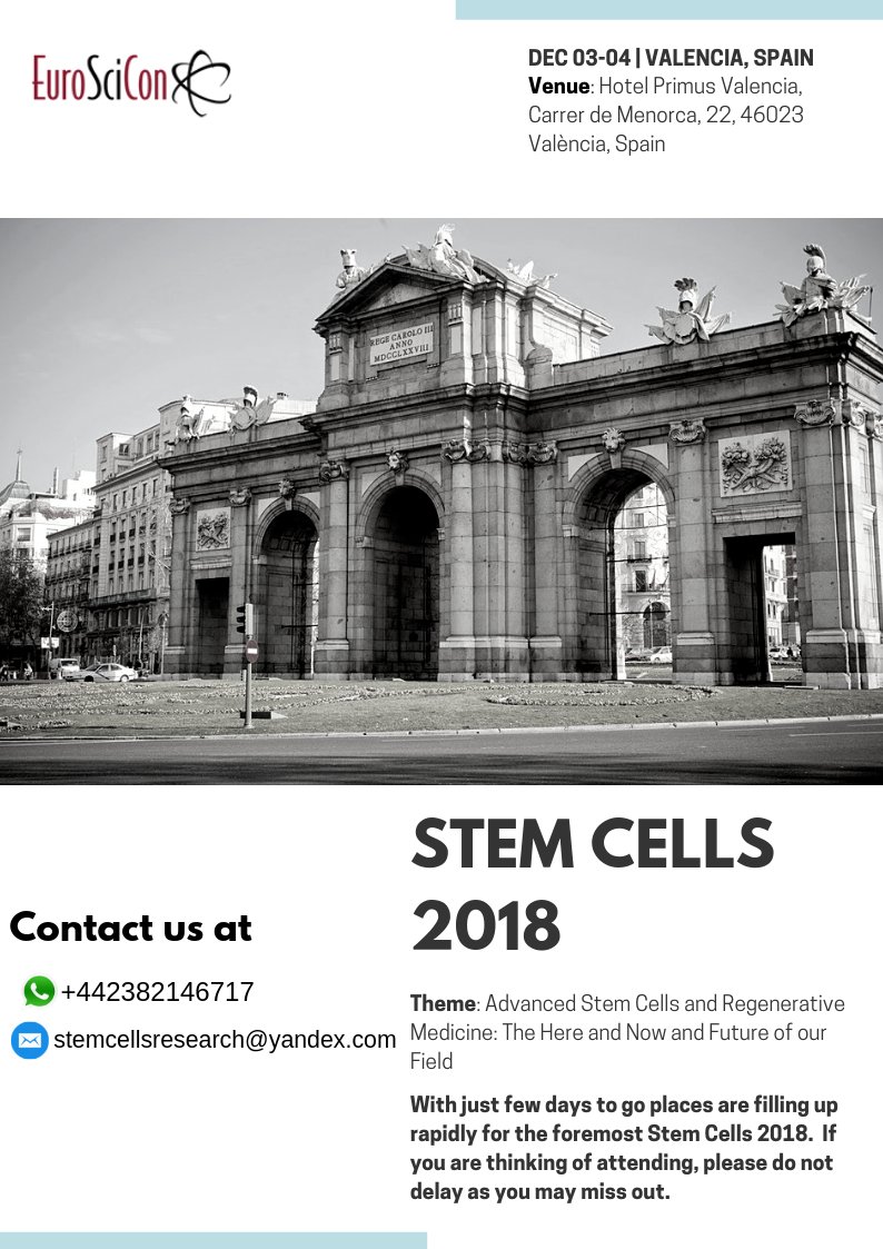 04 Days to go!
Book your slots before time runs out!!!
Confirm your slots at advancedstemcells.euroscicon.com/registration
#stemcellstherapy #stemcells #cordblood #cancer #arthritis #stemcellsresearch #advancedmedicine #Autism #stemcellstreatment #StemCellNiche
