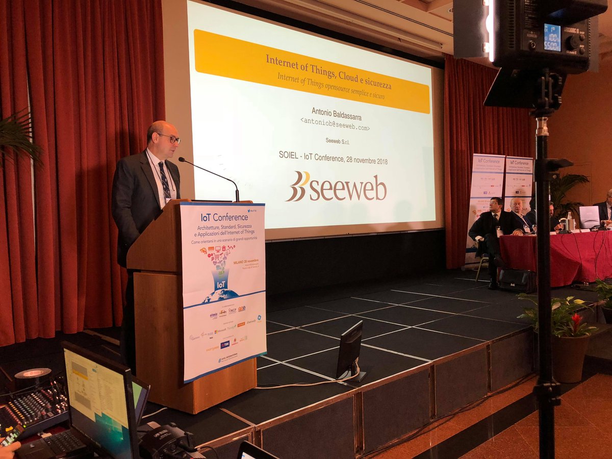 soiel_it's tweet photo. Integrare l'#IoT nelle #aziende evitando problemi di #sicurezza e godendo dei vantaggi che ne conseguono. In che modo? Scopriamolo con Antonio Baldassarra di @seeweblive con la soluzione Seeweb IoT oggi a #IoT18 #Milano https://t.co/3lbgdQHzgO https://t.co/vzdneI2K5i