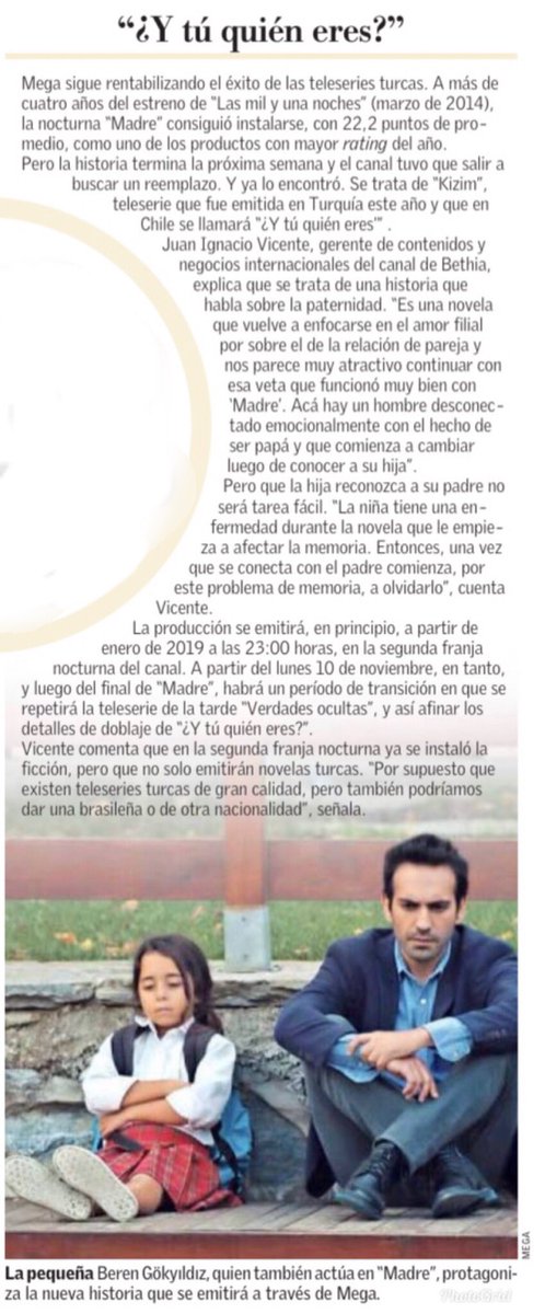 turcasmega's tweet photo. Exclusivo: el próximo año Mega continuará el éxito de #MadreMega estrenando #Kizim bajo el nombre de “¿Y tú quién eres?” en la segunda franja del prime. https://t.co/VYDqQahZ8q