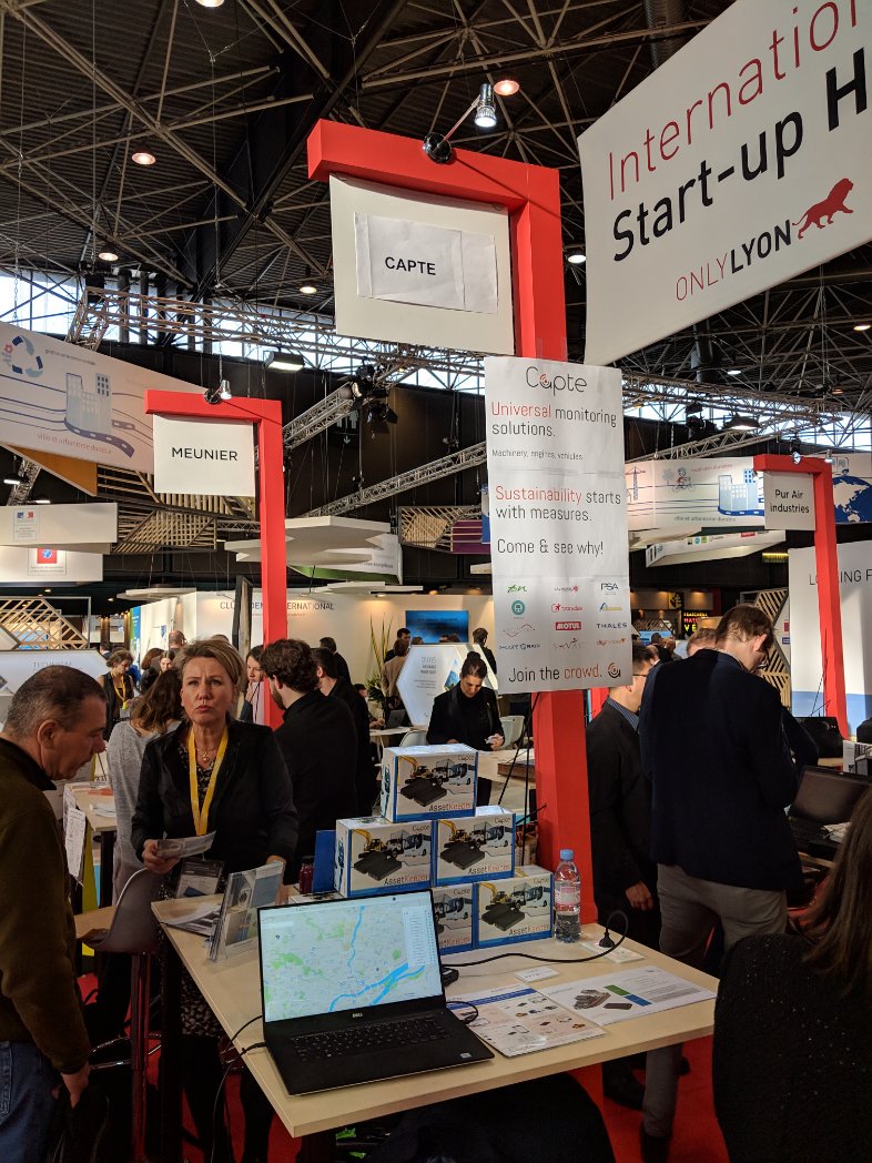 CapteIOT's tweet photo. Day 2 at our @Pollutec booth! Thanks to @EuStartupPrize and @OnlyLyon! #IOT in #WasteManagement https://t.co/uUzcIPMfP6