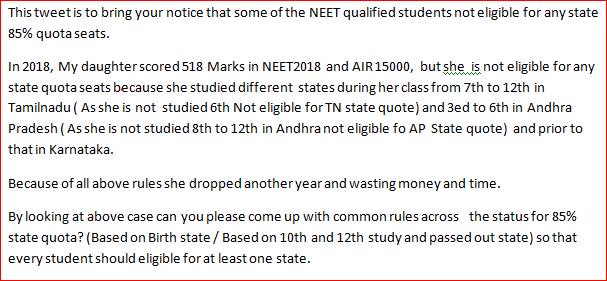 sgoripar's tweet photo. @IndianExpress @sabarahman8 Also MCI has to give proper guidelines for 85% state Quota https://t.co/thz3VNA8I3