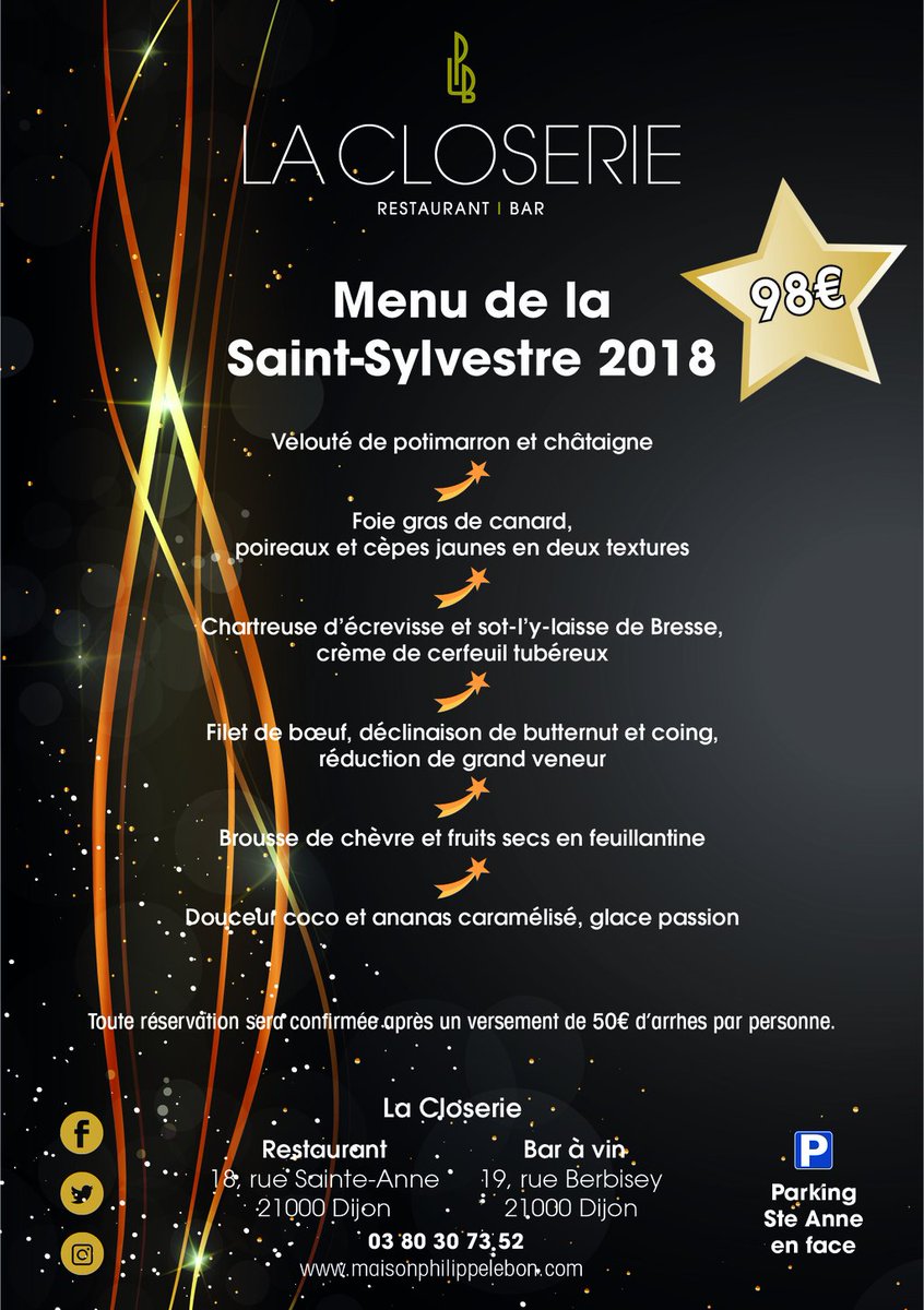 MaisonPLB's tweet photo. Découvrez nos menus confectionnés pour les fêtes de fin d'années ! 😉❄

Le menu de Noël 2018 / Le menu de la Saint-Sylvestre 2018 / Le menu du jour de l'An 2019 🍽😍

⚠ Appelez-nous au 03 80 30 73 52 pour réserver ! ⚠ https://t.co/W82HjtvPK2