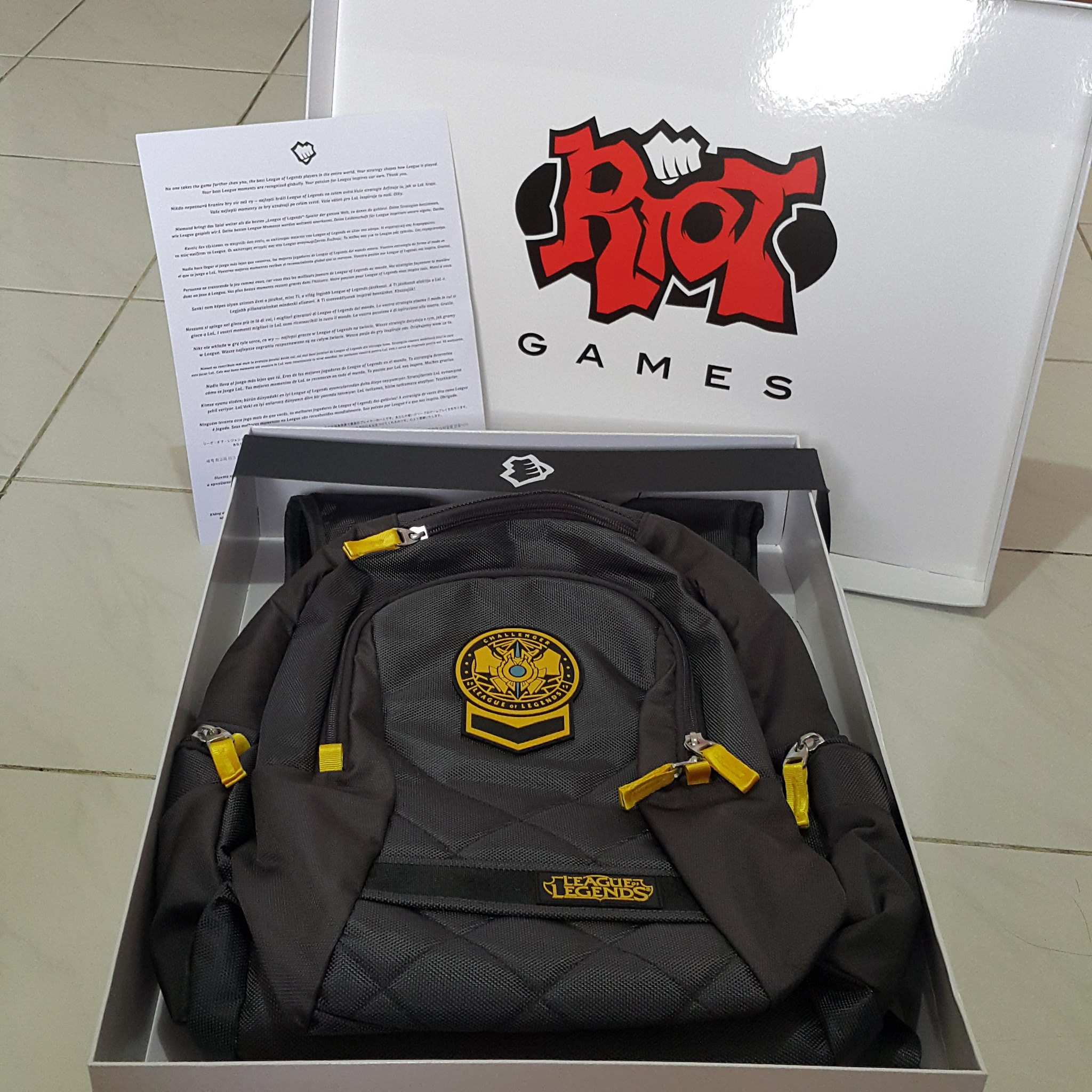 Aganov Boris on X: For sale Challenger Backpack season 7 (2017) League of  Legends Included in package: 1. Official Box Case 2. Letter from Riot Games  3. Challenger Backpack 2017 PM your
