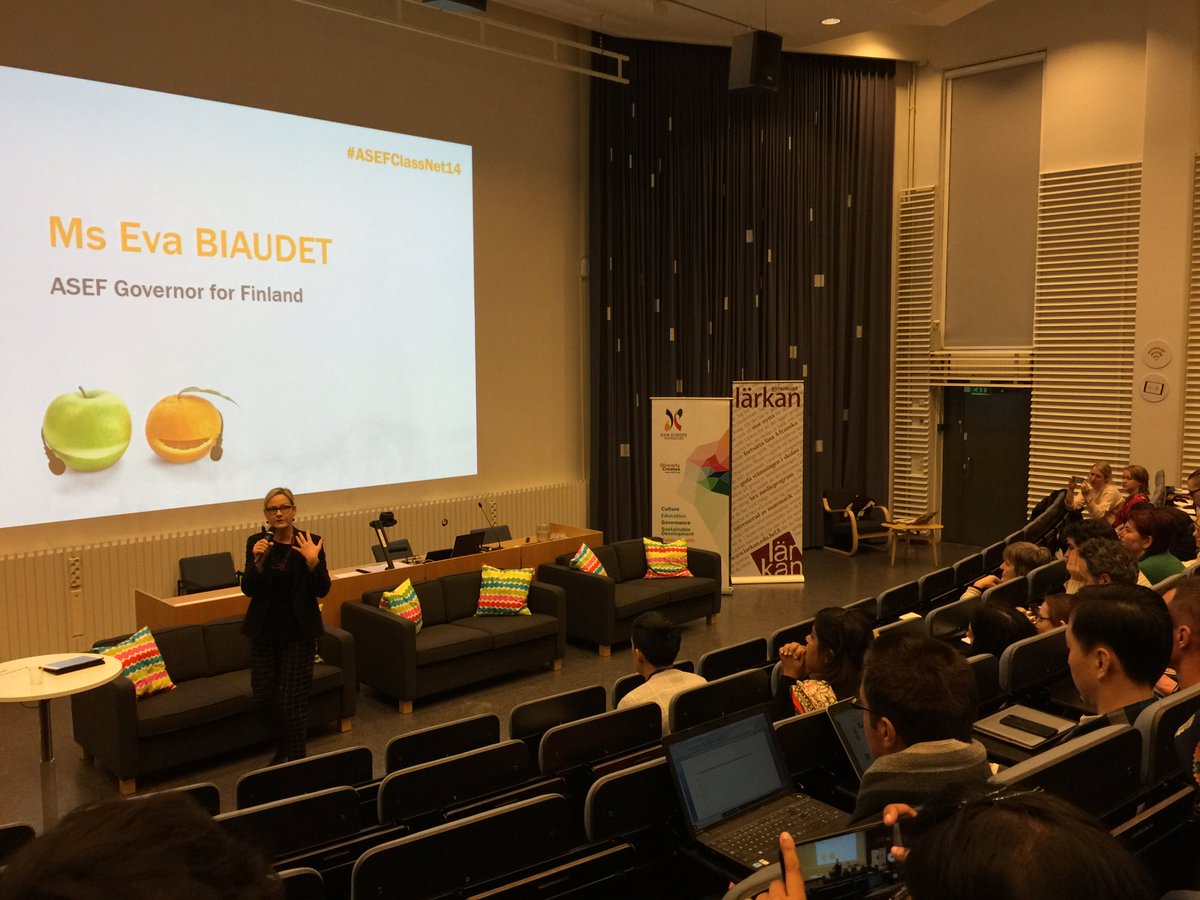 asefedu's tweet photo. Ms Eva BIAUDET, Asia-Europe Foundation (ASEF) Governor for Finland begins her lecture on understanding #GenderIssues from #political perspectives at #ASEFClassNet14 by arguing how #GenderEquality doesn't happen by itself.

#EduTech #GymnasietLärkan #Lärkan #ASEFEdu #ASEM https://t.co/bYm5uiF1hx