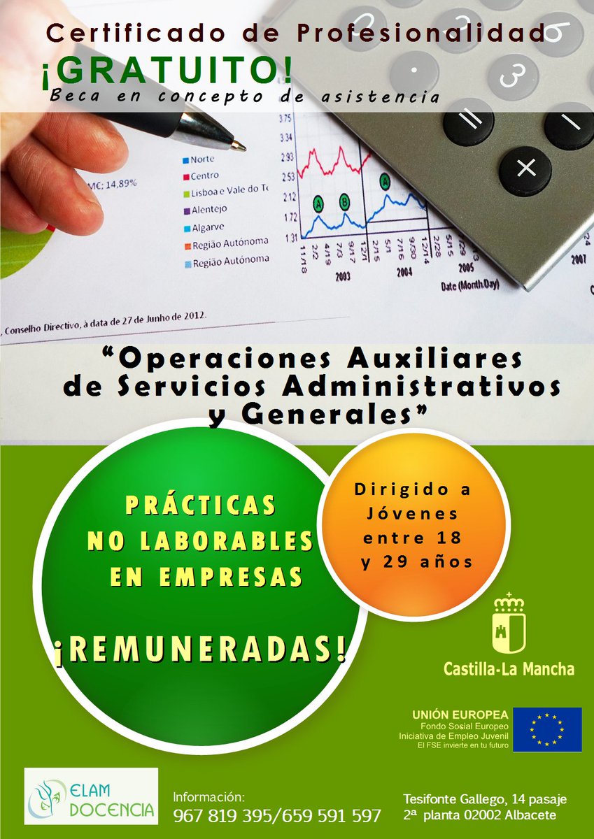 ElamDocencia's tweet photo. Dirigido a jóvenes entre 18 y 29 años.
Beca en concepto de asistencia.
Prácticas remuneradas no laborables en empresas totalmente subvencionadas por la Junta de Comunidades de Castilla La Mancha. https://t.co/V3hY6KTY7O