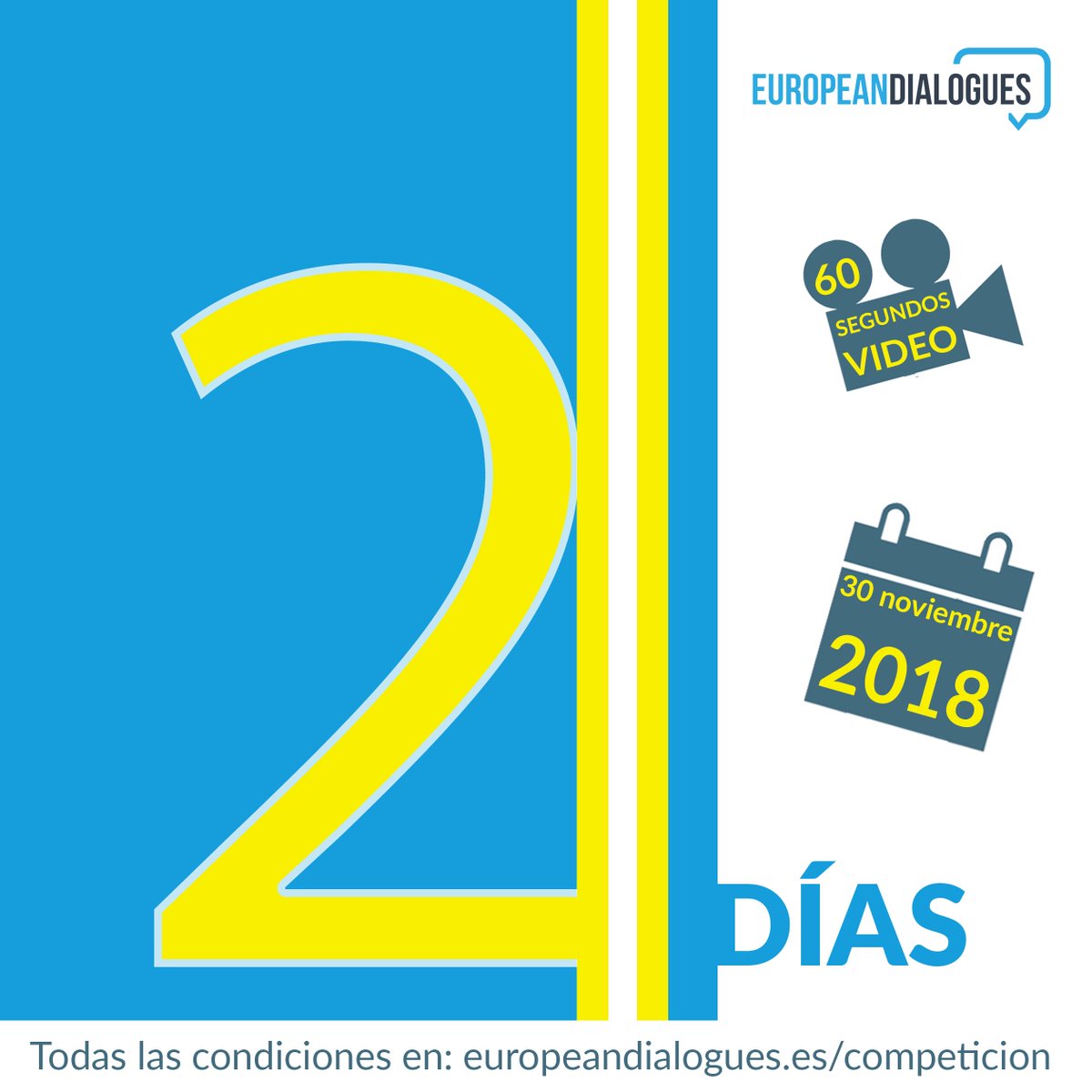 EUDialogues's tweet photo. Final countdown... quedan 2 días en el #EUdialogues concurso #estavezvoto. ¡Anímate y participa! Para más información/condiciones: https://t.co/ijgAcefIjt https://t.co/o9ULr5naAb