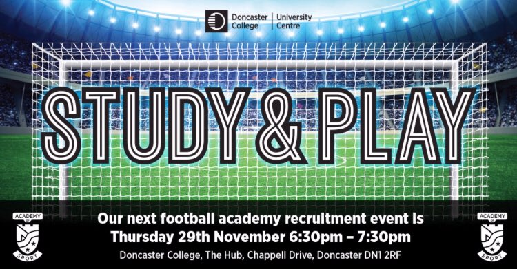 DCAcademySport's tweet photo. Don’t miss out on our Full Time Football &amp; Education Open Evening tomorrow night @DonnyCollege 6:30-7:30pm in the Hub!
Come along and meet our coaches &amp; tutors #football #education #Doncasterisgreat @HESportUCD @sinefm ⚽️👨🏼‍🎓🔥 https://t.co/1ojEwBJFSW