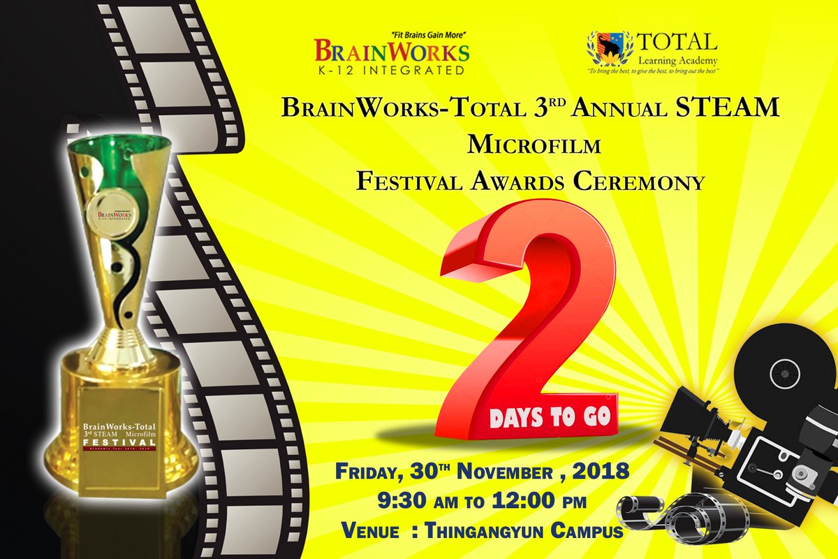 BRAINWORKSTOTA1's tweet photo. #2daysTogo
#getreadyToCelebrate
#BrainWorksTotal
#3rdSTEAMMicroFilmAwardsCeremony2018
#30November2018 https://t.co/zU91liu9VD