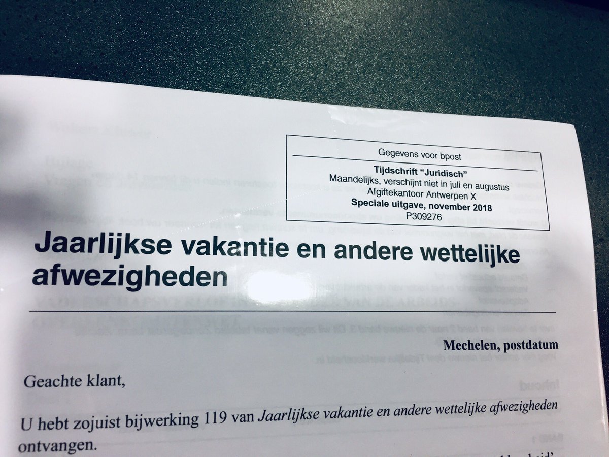 JanGrillet's tweet photo. Een update die we altijd graag zien binnenkomen op onze desk ! #losbladigetitels #kluwer #vakantie https://t.co/GOkUEbHJrn