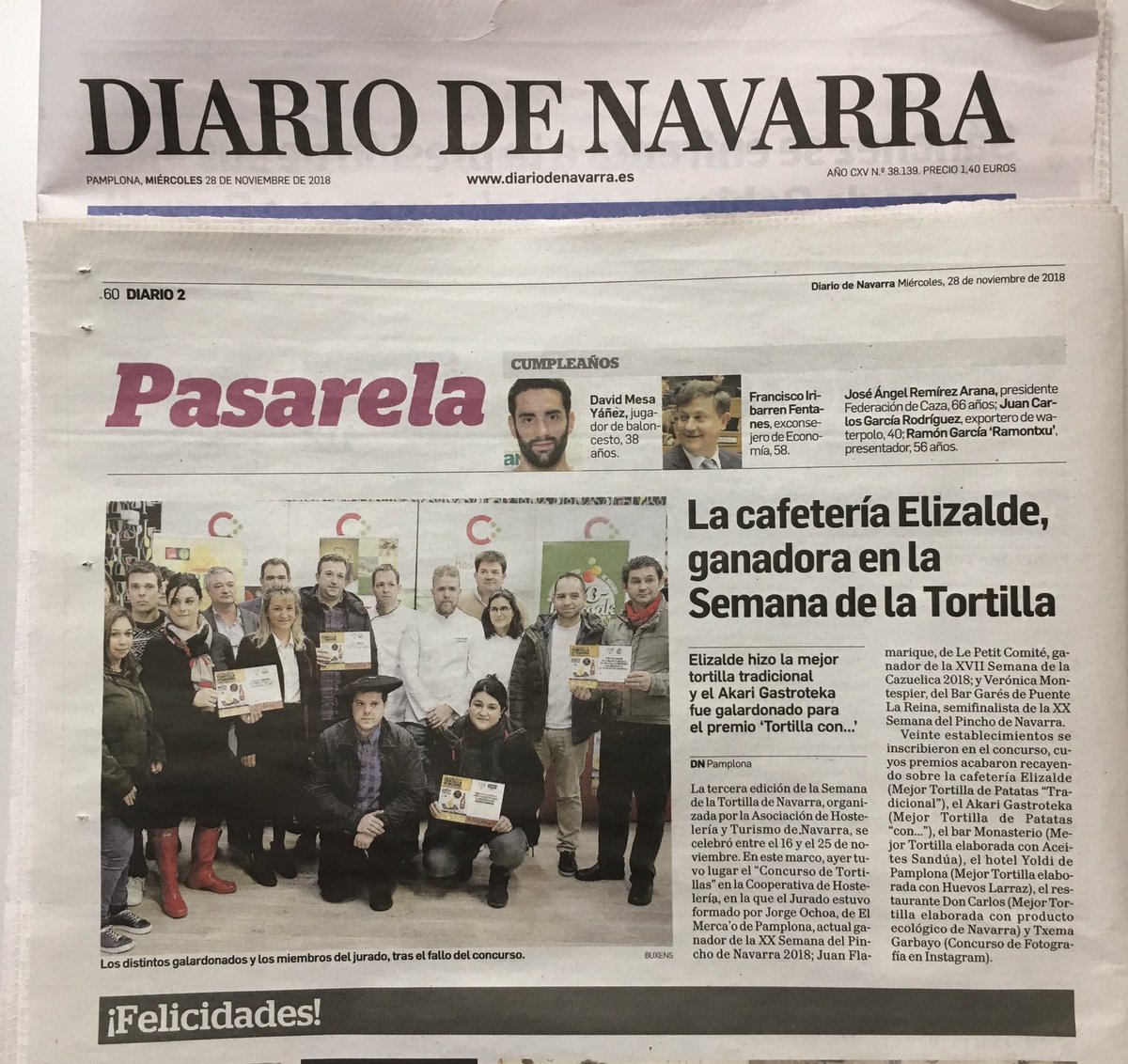hostnavarra's tweet photo. 👍🏼🔝 Muchísimas GRACIAS al @DiariodeNavarra y @NoticiasNavarra por vuestras publicaciones en vuestra edición impresa! 
🙌🏽🙌🏽Que VIVA LA TORTILLA DE NAVARRA!
🔹 https://t.co/PgtNsnAOVI / https://t.co/N58f9CZbHd
#TortillaNavarra #SemanaTortillaNavarra  @VisitPamplona @TurismoNavarra https://t.co/PHXcDaPNdY