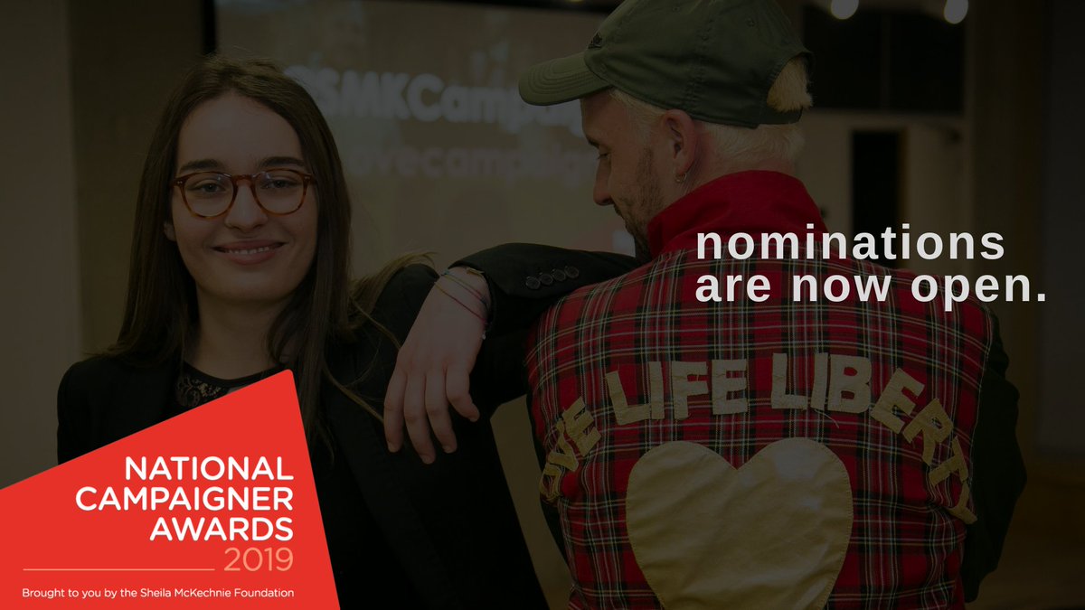 SMKcampaigners's tweet photo. Nominations for the @SMKcampaigners National Campaigner Awards 2019 are now open. Do you know a change-maker who deserves to be recognised and celebrated for their campaigning? Nominate them for an Award today! https://t.co/XeqkQrnSk5 #CampaignerAwards2019 🏆🎉✊🏾✊🏼 https://t.co/4a4qAK2hfW