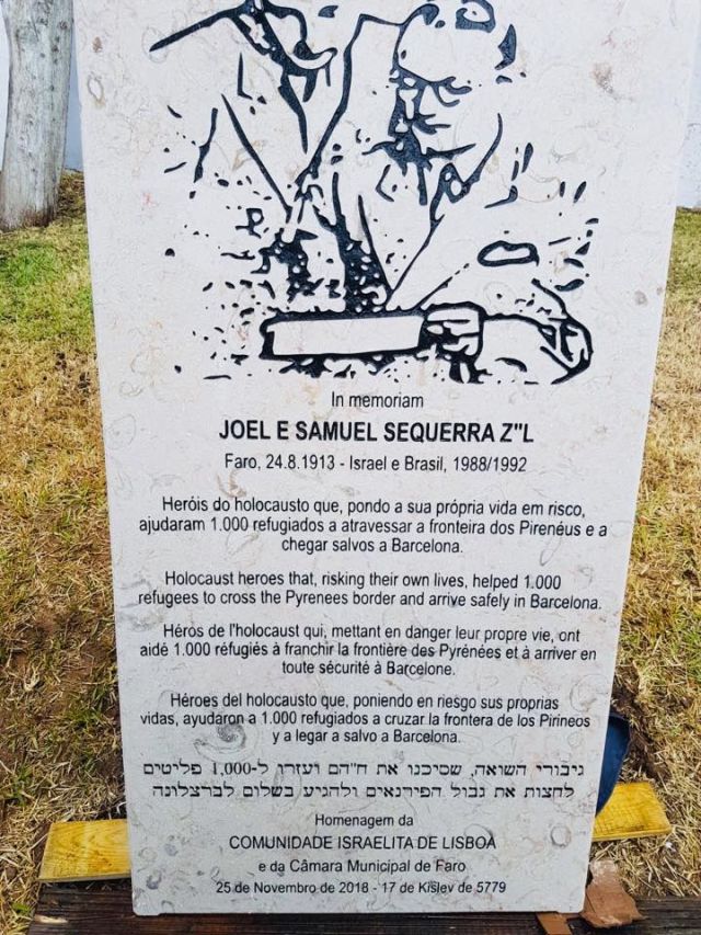 IsraelinPT's tweet photo. Ceremony in honor of the brothers #Sequerra in the #Jewish cemitery of #Faro. The brothers saved more than 1000 refugees from the #Shoah. https://t.co/1oaTsdQ92a