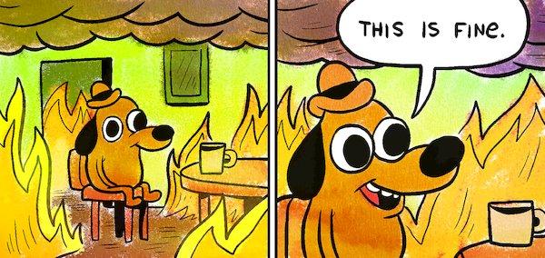 cryptotrafficon's tweet photo. Sounds like I’m pretending that everything is fine #bitcoin https://t.co/EvdEa8f7AF
