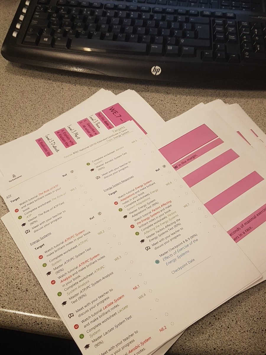 MissAndersonPE's tweet photo. BTEC level 3 sport unit 1 resources all prepared for the year using the excellent @The_EverLearner model of Classroom 21... this lot need filing ready for when students are ready to master the energy systems! #SelfPacedLearning #Classroom21 #AllPrepared https://t.co/vrBZlJTrsB