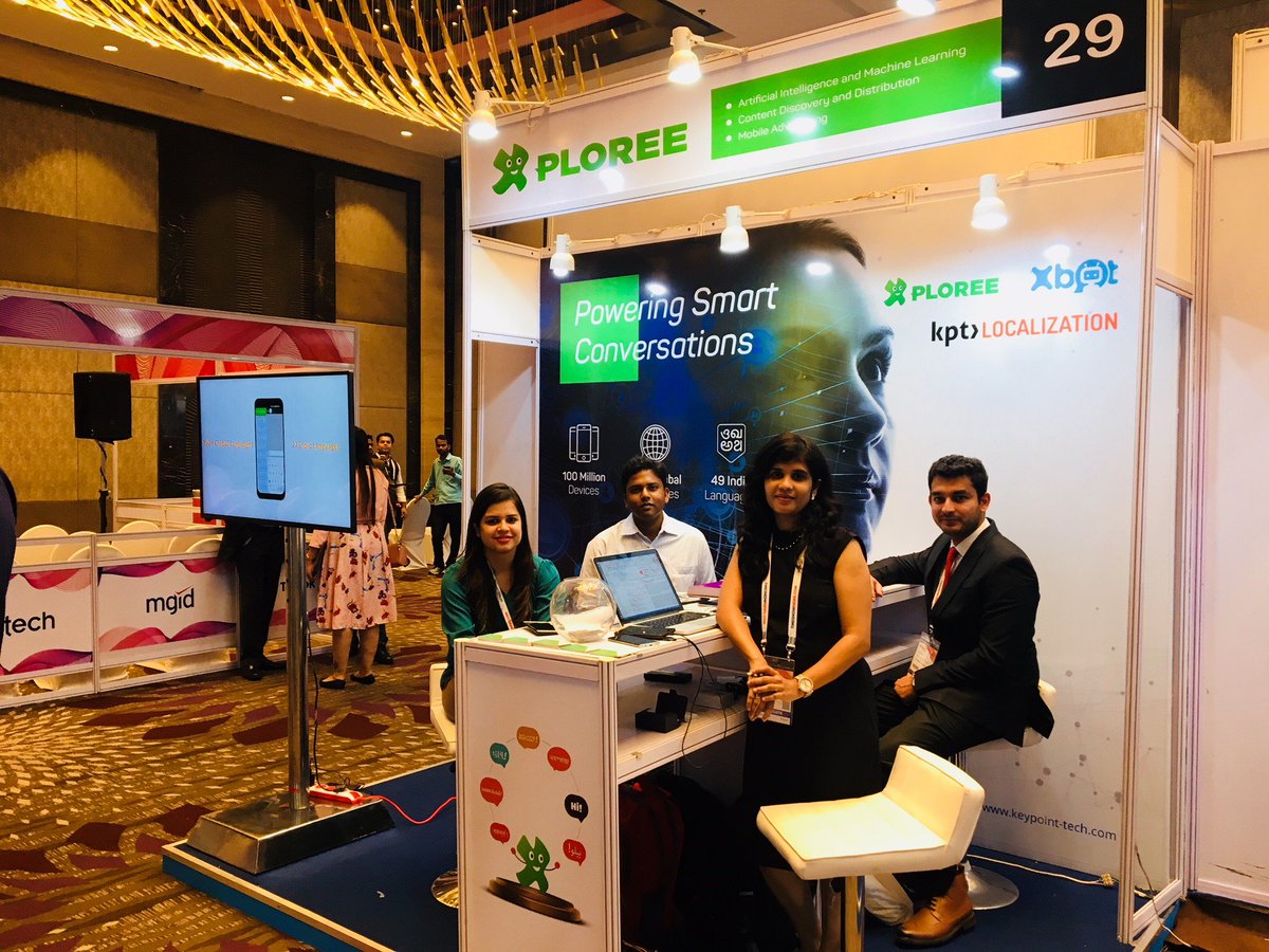 XploreeKeyboard's tweet photo. We are here at booth 29 #adtechIN #adtech #adtechmumbai #xploree #ArtificialIntelligence #MachineLearning #multilingual #intentengine #1sAIKeyboardapp #chatbot #mobileadvertising Looking forward to see you today or tomorrow the 29th of November 2018. https://t.co/iMelBPmvAI