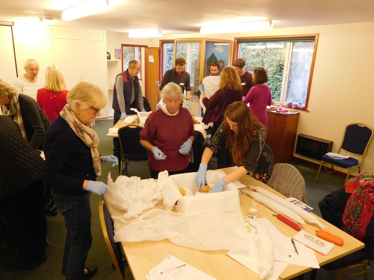 WhealMartyn's tweet photo. A fantastic @cornwallmp training session yesterday, led by @HelenaCDO on Storage of Collections. Here participants are learning how to safely pack objects into storage boxes @WhealMartyn #cornwallmuseums #collections #conservation #CitizenCurators https://t.co/aktuD9kmCl