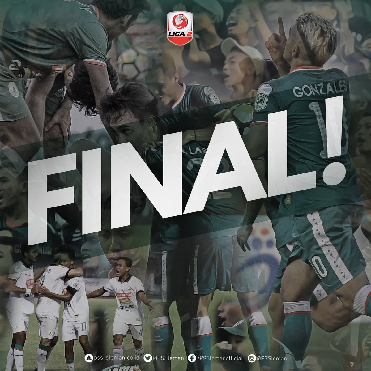PSSleman's tweet photo. Alhamdulillah, Puji Tuhan 🙏 😇. Dua gol Gonzales memastikan langkah PSS melaju ke babak final Liga 2 2018 sekaligus meraih satu tiket lolos ke Liga 1 musim 2019. Terimakasih usaha seluruh pemain dan juga dukungan serta doa seluruh Sleman fans. Rayakan! 💚 🦅 #PSSleman https://t.co/3oT3hTkn89