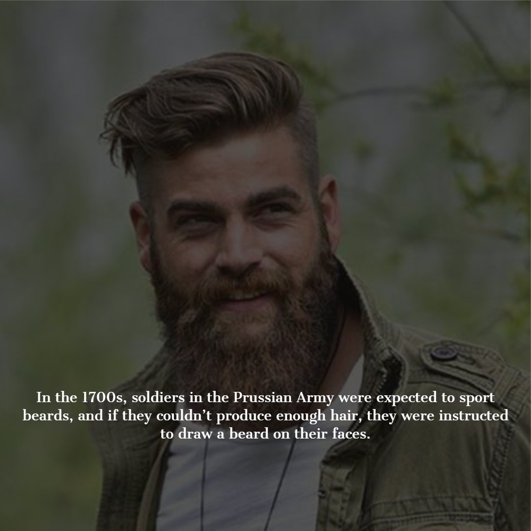 Essentialbeards's tweet image. In the 1700s, soldiers in the Prussian Army were expected to sport beards, and if they couldn't produce enough hair, they were instructed to draw a beard on their faces.

#essentialbeards #beardfacts