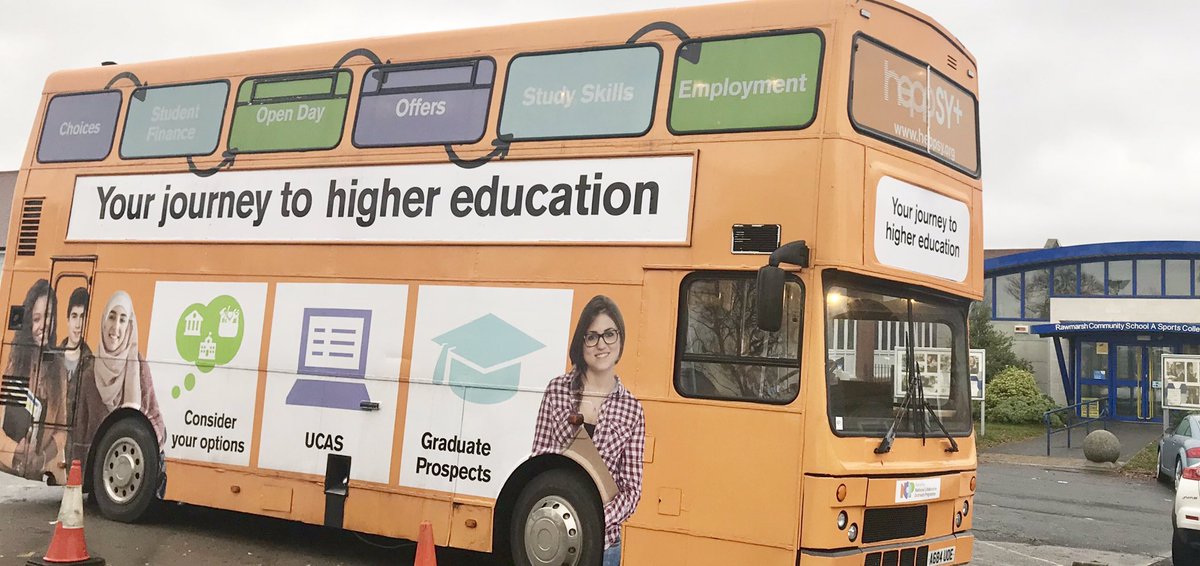 HeppSYbustour's tweet photo. Year 9 parents at @rawmarshschool are invited to drop in to the HeppSY Bus from 3pm this afternoon to find out about higher education options.
The bus is parked outside school reception 🚌 
#HeppSYBusTour https://t.co/7F2pJ92XQT
