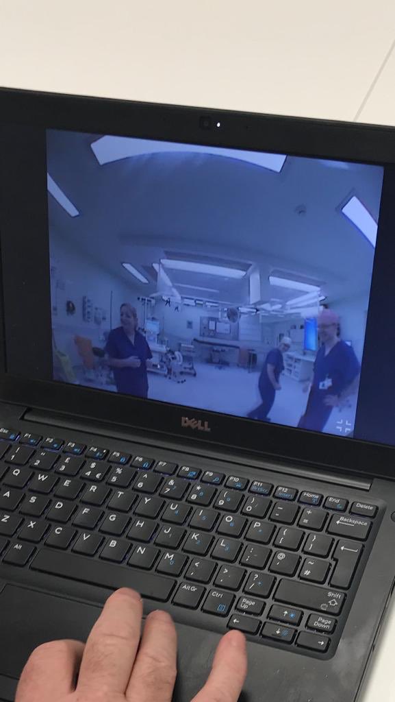 We’ve been testing our @InTouchHealth virtual consultation robot in theatre at Salford Royal in readiness for its Live Pilot next month @SalfordRoyalNHS