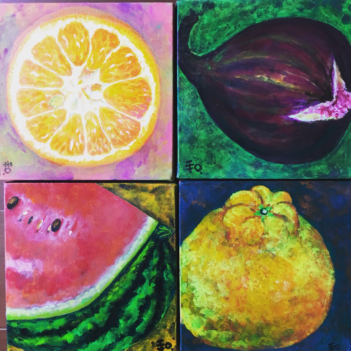 いいじま和代 目黒区議会議員 على تويتر アートインスタやってます アート アクリル絵の具 野菜 果物 絵てがみ はがき絵 花