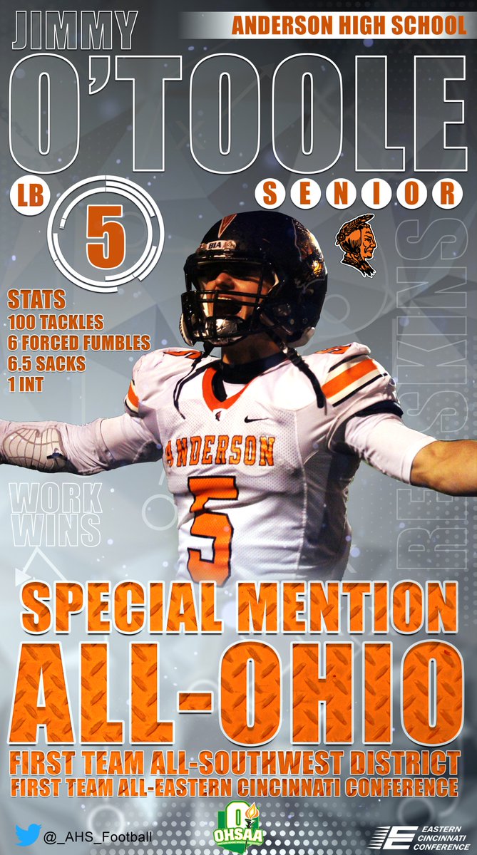 CoachStanyard's tweet photo. Congrats to @_AHS_Football senior linebacker @OTooleJimmy for being named Special Mention All-Ohio! Jimmy also earned 1st Team All-SW District and 1st Team All-ECC! @AHSRedskins_AD #WorkWins https://t.co/tJcZeT3a7h
