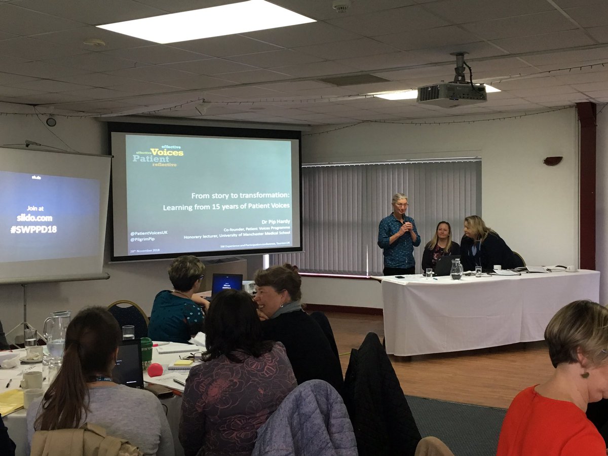 NHSSW's tweet photo. We are pleased to welcome @PilgrimPip co-founder of the patient voices programme to talk about what we can learn from patient stories #SWPPD18 https://t.co/LlUnLhyqaj